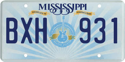 MS license plate BXH931