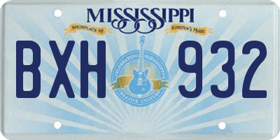 MS license plate BXH932
