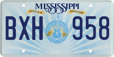 MS license plate BXH958