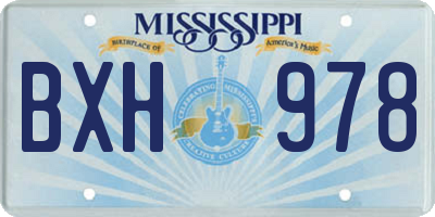 MS license plate BXH978