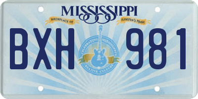 MS license plate BXH981