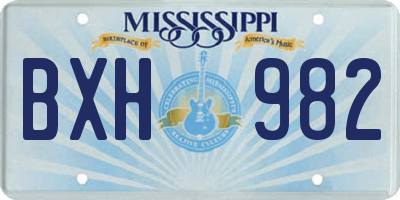 MS license plate BXH982