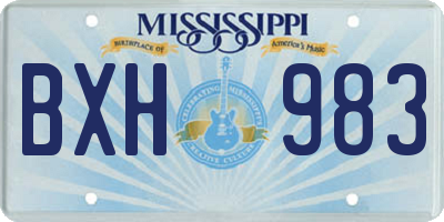 MS license plate BXH983