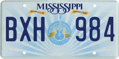 MS license plate BXH984