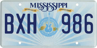 MS license plate BXH986