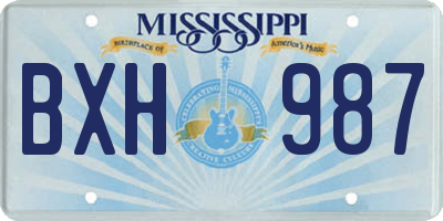 MS license plate BXH987