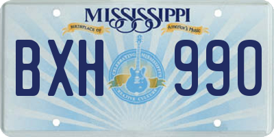 MS license plate BXH990