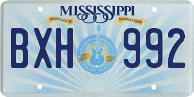 MS license plate BXH992