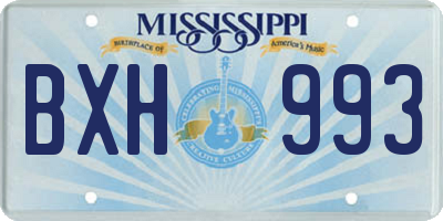 MS license plate BXH993
