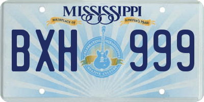 MS license plate BXH999