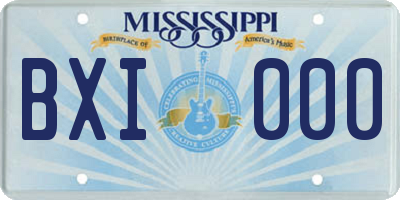 MS license plate BXI000
