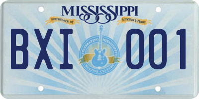MS license plate BXI001