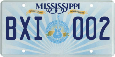 MS license plate BXI002