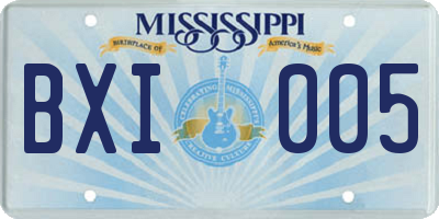 MS license plate BXI005