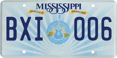 MS license plate BXI006