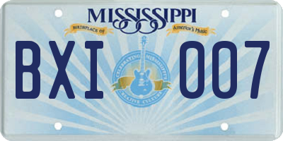 MS license plate BXI007