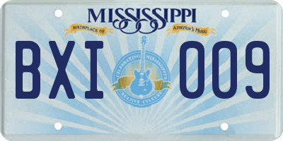 MS license plate BXI009