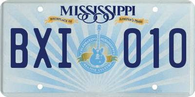 MS license plate BXI010
