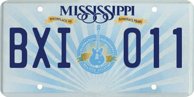 MS license plate BXI011