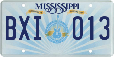 MS license plate BXI013