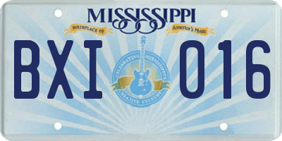 MS license plate BXI016