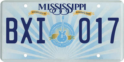 MS license plate BXI017