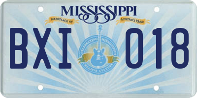 MS license plate BXI018