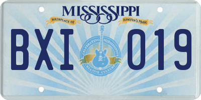 MS license plate BXI019