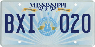 MS license plate BXI020