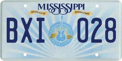 MS license plate BXI028