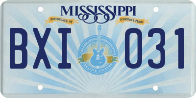 MS license plate BXI031