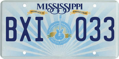MS license plate BXI033