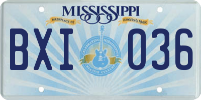 MS license plate BXI036