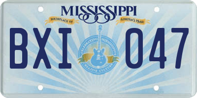 MS license plate BXI047
