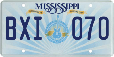 MS license plate BXI070