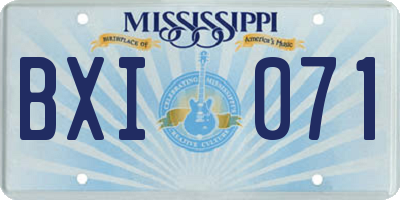 MS license plate BXI071