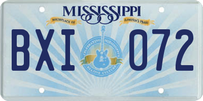 MS license plate BXI072