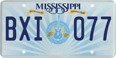 MS license plate BXI077