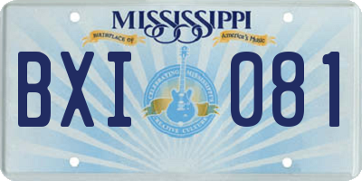 MS license plate BXI081