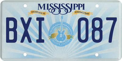 MS license plate BXI087