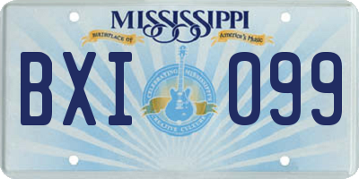 MS license plate BXI099