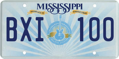 MS license plate BXI100
