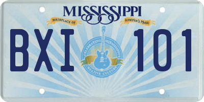 MS license plate BXI101