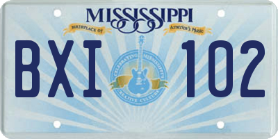 MS license plate BXI102