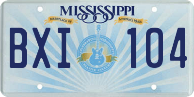 MS license plate BXI104
