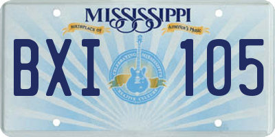 MS license plate BXI105