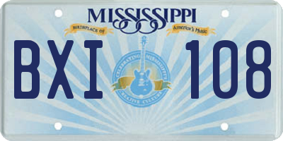 MS license plate BXI108