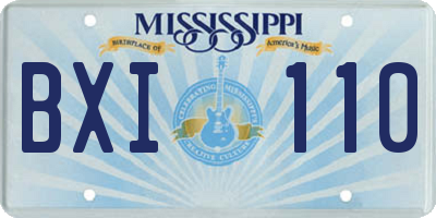 MS license plate BXI110