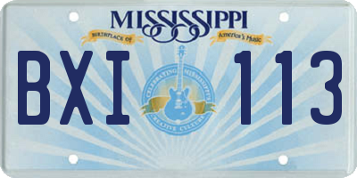 MS license plate BXI113