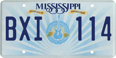 MS license plate BXI114